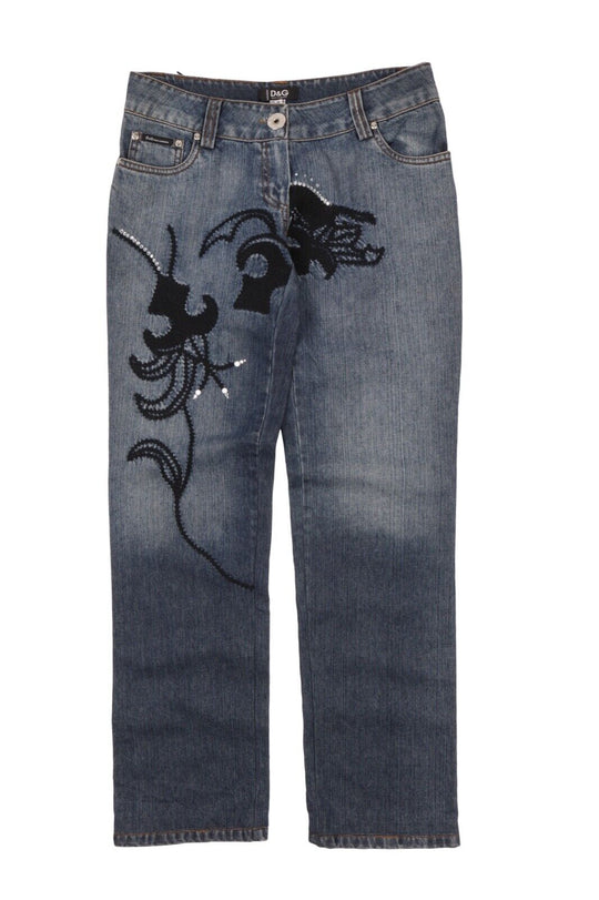 Women's Vintage DOLCE & GABBANA Blue Denim Tribal Jeans Size 30
