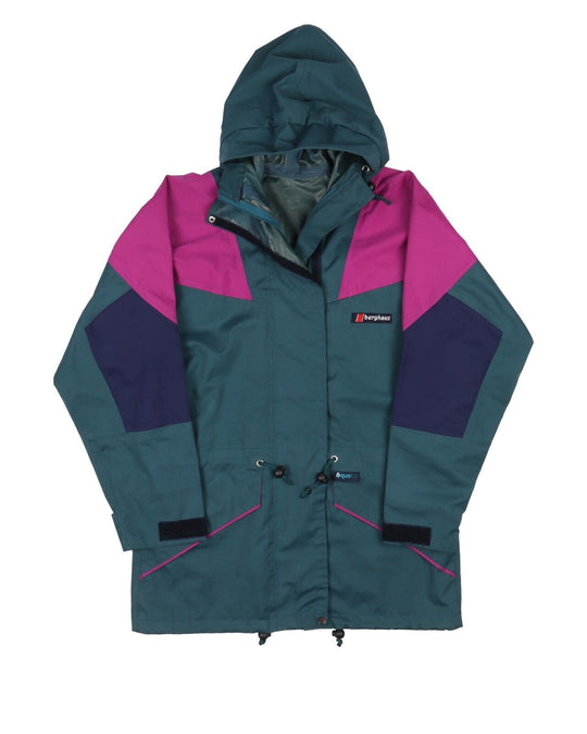 BERGHAUS Hooded Raincoat Jacket Green Purple Women's Aqua Foil Size S