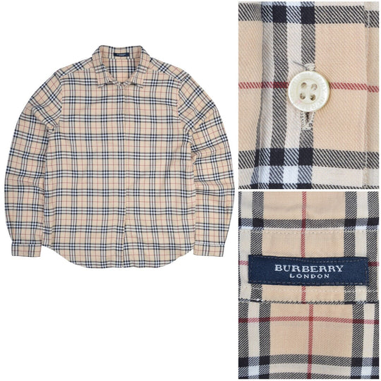 BURBERRY Shirt Beige Nova Check Cotton Womens Size 10 US /  14 UK