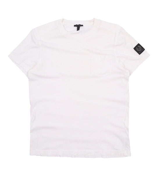 Men's BELSTAFF White Patch Logo Cotton Tee T - Shirt Size M