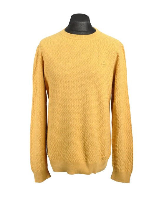 GANT Pullover Crew Neck Cotton Yellow Men's Jumper Size L