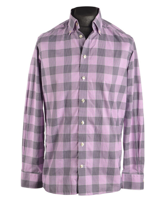 Men's ETON Violet Purple Check Ganghester Cotton  Shirt Size 40 /15