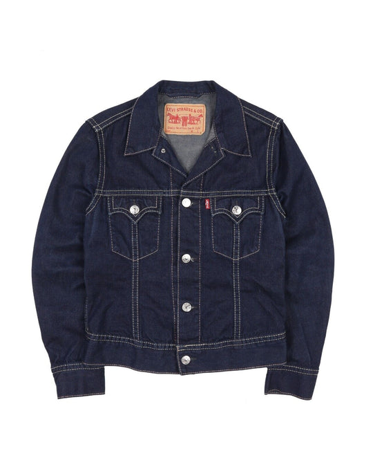Levis Jacket Navy Blue Cotton Collared Button Down Mens Jeans Denim Medium