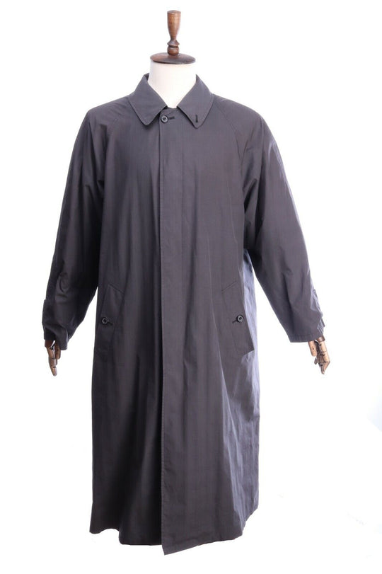 AQUASCUTUM London Grey Check Cotton Blend Long Lightweight Trench Coat Size 42