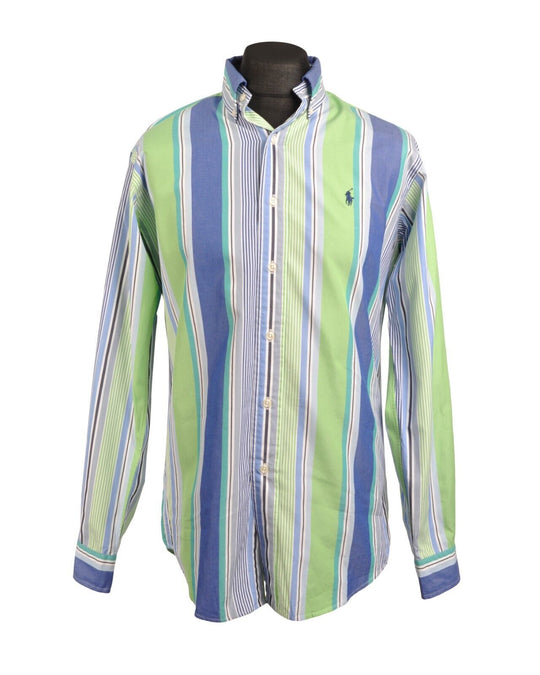 POLO RALPH LAUREN Ellington Shirt Multicolor Striped Two Ply Cotton Men's Size S