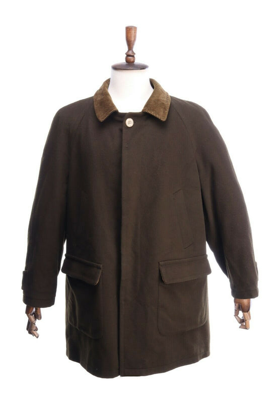 BURBERRYS Vintage Dark Olive Wool Short Coat Size 50
