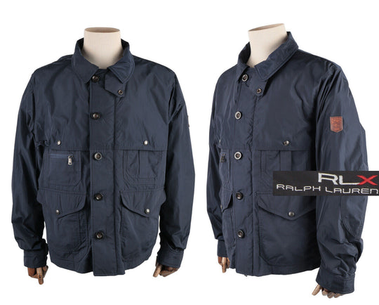 Men's RALPH LAUREN X RLX Navy Tech Nylon Multipocket Coat Jacket Size XL