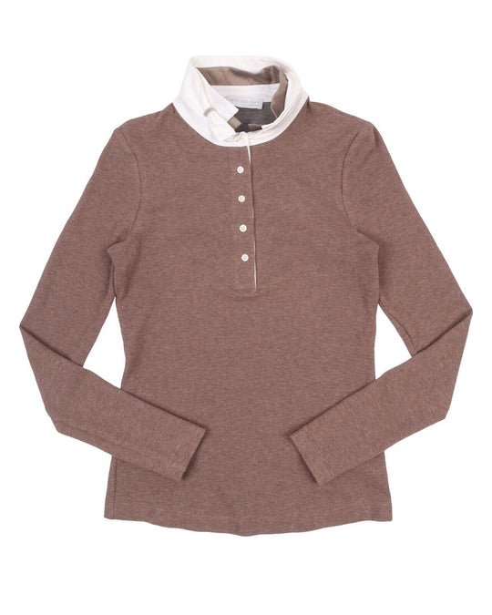 Women's FABIANA FILIPPI Brown 1/3 Buttoned Cotton Jumper Size 40 IT / 8 UK / XS