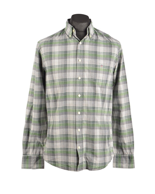 GANT Heather Broadcloth Green Check Men's Cotton Shirt Size M