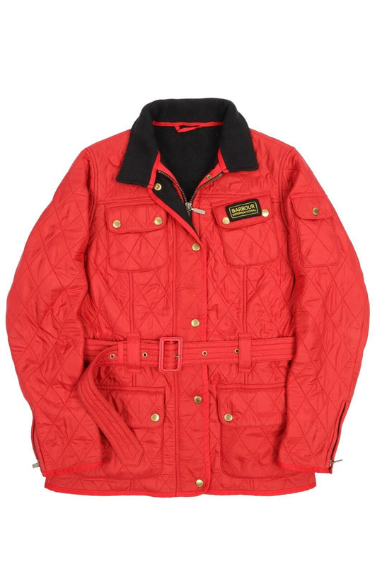 Women's BARBOUR Red Belted International Polarquilt Jacket Size UK 12 US 8