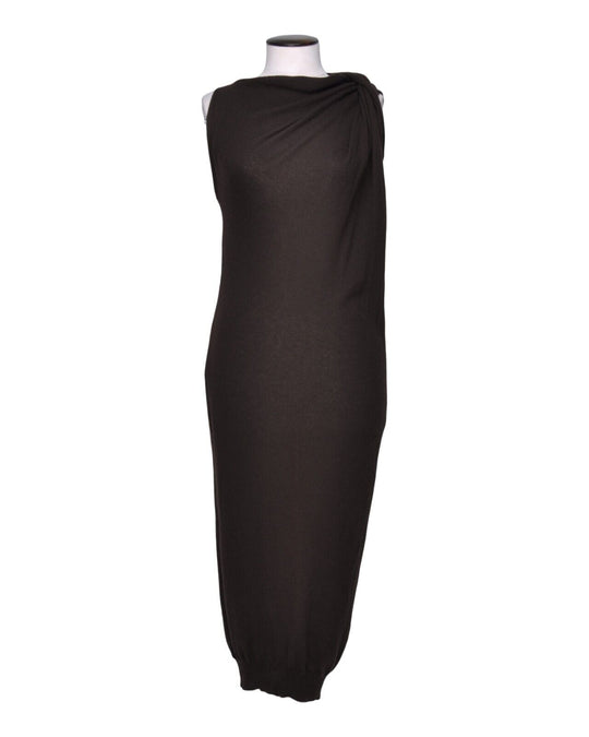 LANVIN Sleeveless Long Dress Brown Pure Cashmere Womens Size M