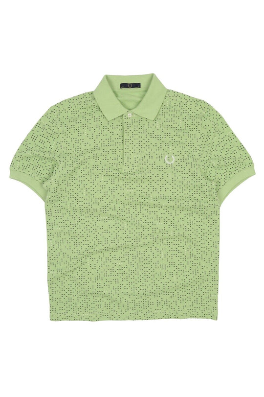 Men's FRED PERRY Green Dotted Pique Cotton Short Sleeve Polo Shirt Size 38