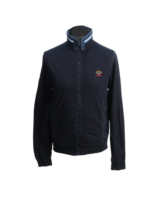 PAUL & SHARK Cardigan Navy Blue Cotton Full Zip Logo Men's Sweater Jumper Size S