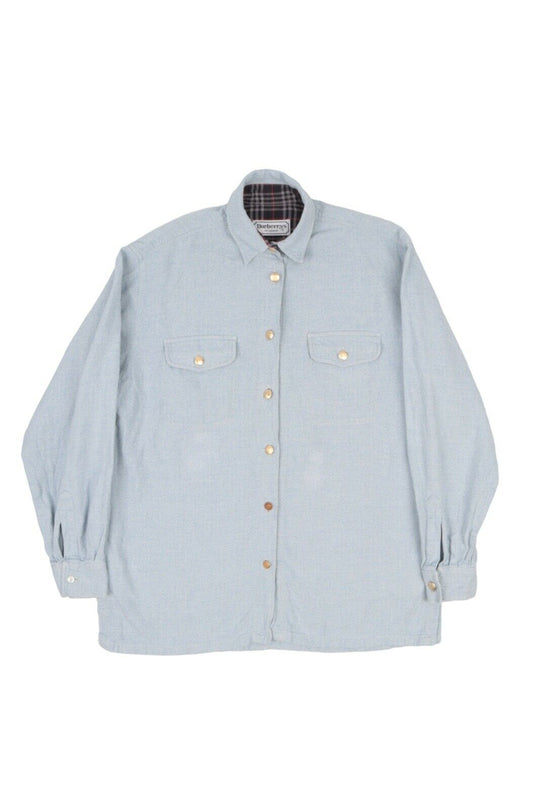 Women's Vintage BURBERRY'S Denim Blue Cotton Shirt Size 46 IT 14 UK