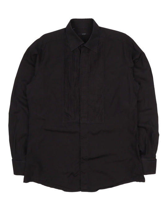 Men's GUCCI By TOM FORD Era Black Cotton Dress Tuxedo Shirt Size 16 / 41