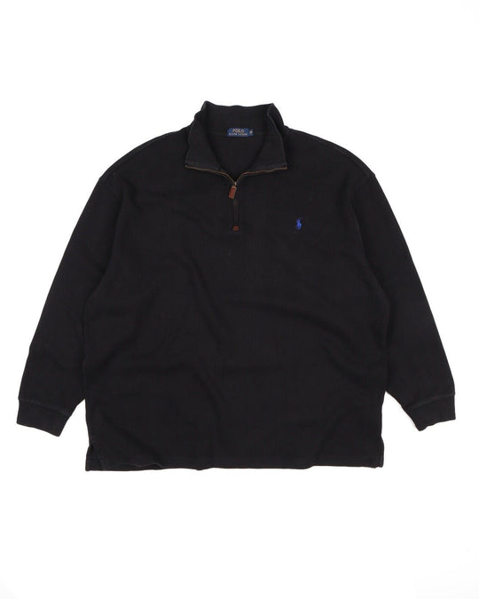 Polo By RALPH LAUREN Pullover Zip Neck Cotton Black Men's Jumper Size 2XB