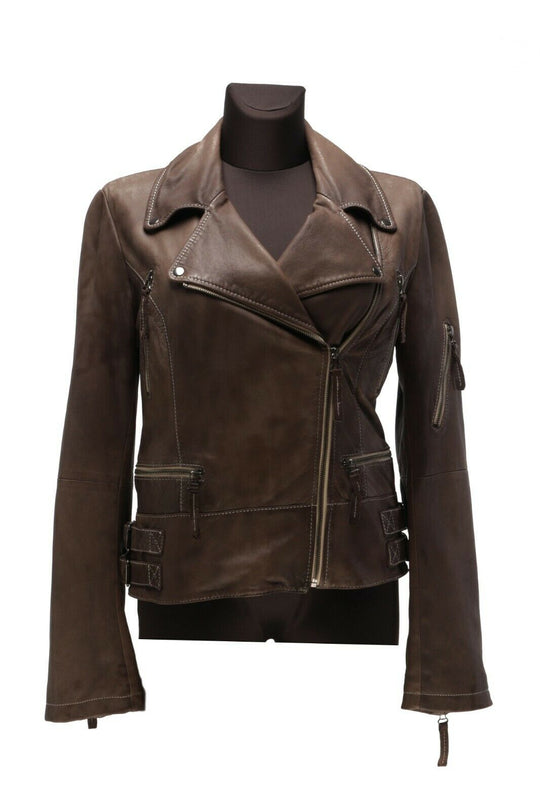 Women's ALLSAINTS Brown Leather Eisen Jacket Size 12