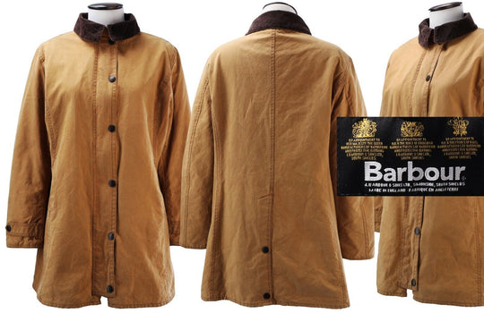 Women's BARBOUR Olive Beige L65 Newmarket Jacket Coat Size UK 16 US 10