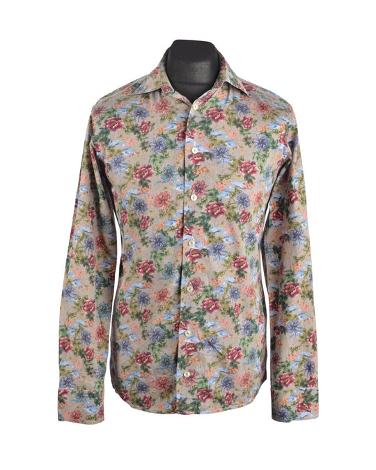 Men's ETON Multicolor Floral Pattern Cotton Shirt Size 14 / 37 / S Slim