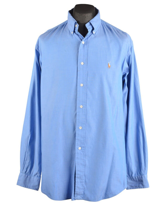 Vintage RALPH LAUREN Yarmouth Blue Cotton Men's  Shirt Size 16 / 35