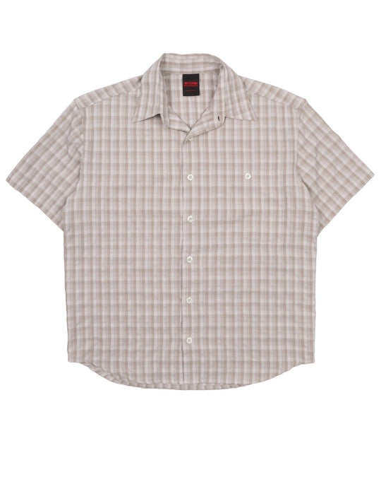 Men's MAMMUT Beige Check Short Sleeve Shirt Size S