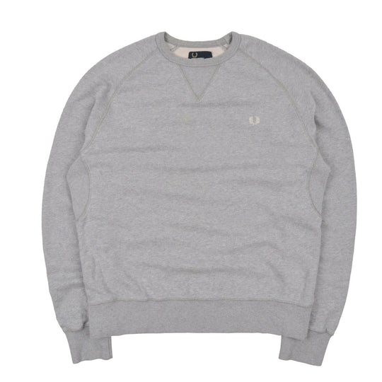 Men's FRED PERRY Grey Cotton Raglan Sleeve Sweatshirt Jumper Size M