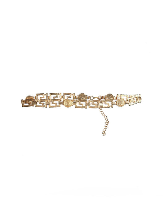 Versus VERSACE Style Gold Tone Medallion Metal Chain Belt