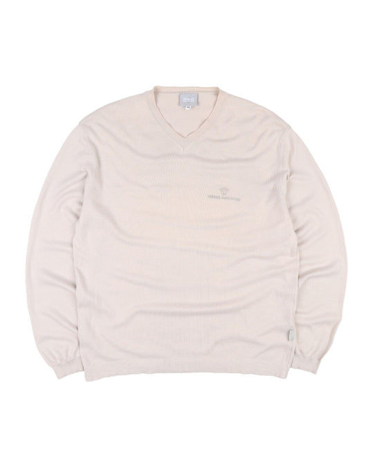 VERSACE JEANS COUTURE Jumper Beige Men's V Neck Pullover Size M