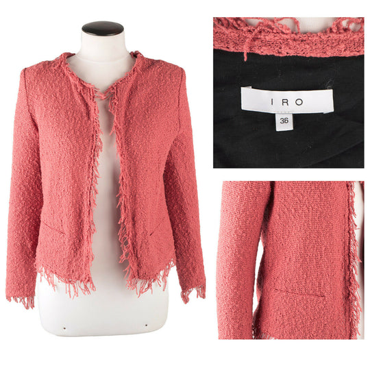 Women's IRO Pink Fringe Open Blazer Jacket Size 36