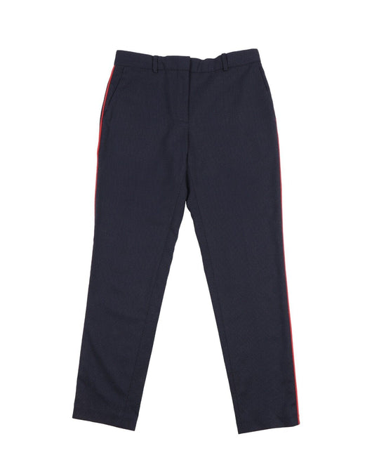 SANDRO Pants Navy Red Stripe Taped Wool Women's Trousers Size 36