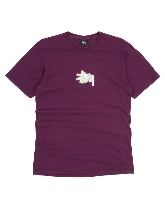 Men's STUSSY Purple Cotton Hologram Logo T - Shirt Size M