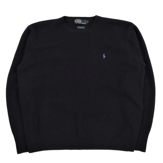 Men's POLO RALPH LAUREN Black Lambswool Knit Jumper Size L