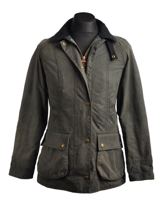 BARBOUR Greenway Jacket Olive Wax Women's Parka Size UK 8 US 4