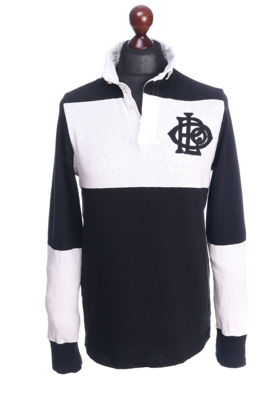 Polo RALPH LAUREN Black Cutom Fit Cotton Polo-Neck Rugby Sweater Jumper Size M