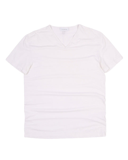 Men's ERMENEGILDO ZEGNA White Basic V-Neck T-Shirt Tee Size L