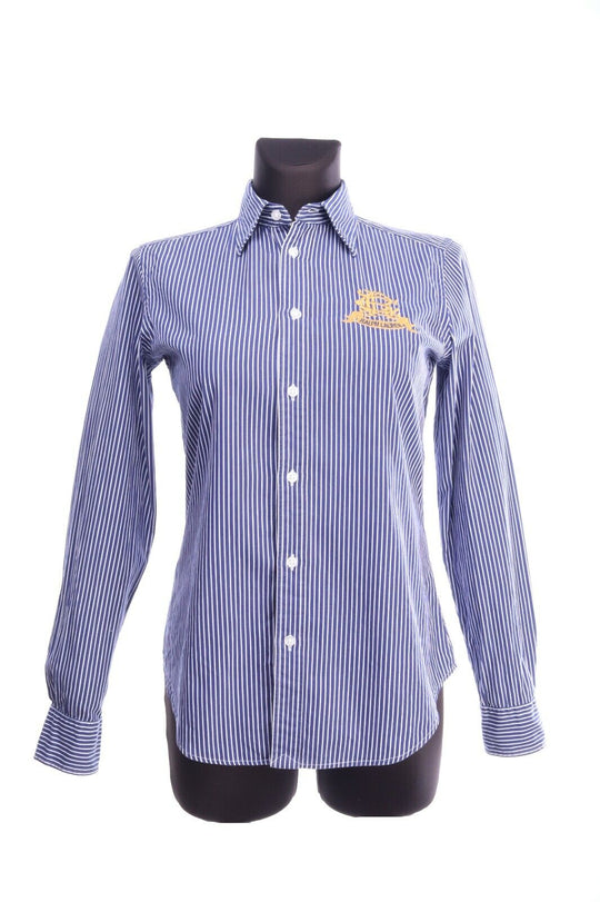 RALPH LAUREN SPORT Navy Blue Cotton Striped LS Shirt Size 8