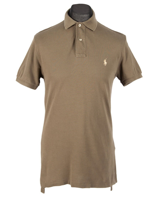 RALPH LAUREN Polo Shirt Olive Pique Cotton Custom Fit Men's Size M