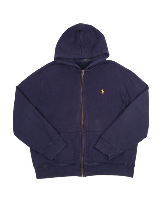 Polo RALPH LAUREN  Hoodie Navy Blue Cotton Full Zip Mens Jumper Size XXL