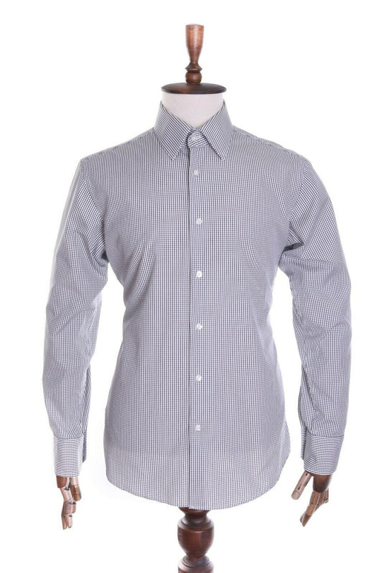 HUGO BOSS Black / White Check 100% Cotton LS Shirt Size 42 / 16,5