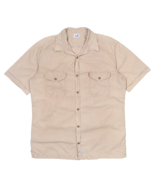 Men's Vintage C.P. COMPANY Beige Dyed Short Sleeve Shirt Size XL
