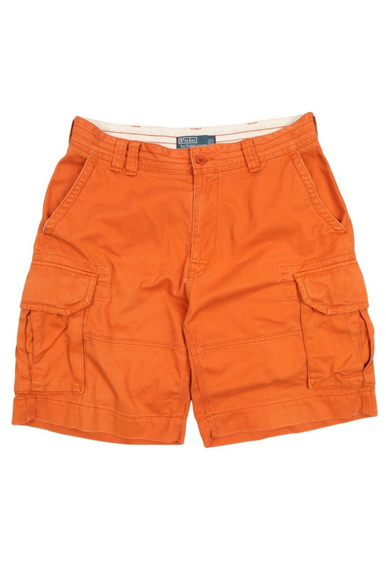 Men's Polo RALPH LAUREN Orange Cotton Cargo Shorts Size 34 / L