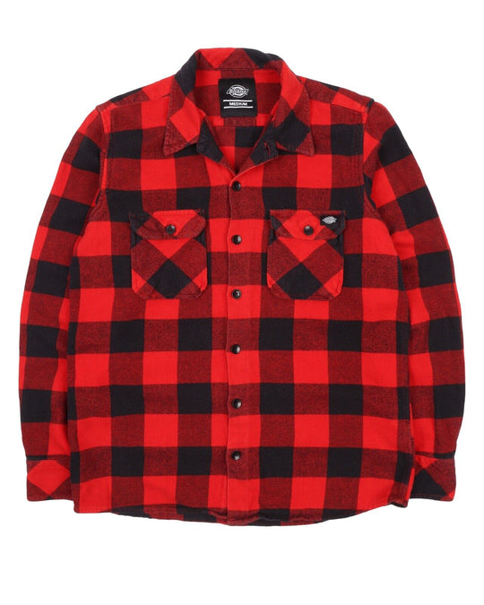 Men's DICKIES Red Check Cotton Flannel Shirt Size M