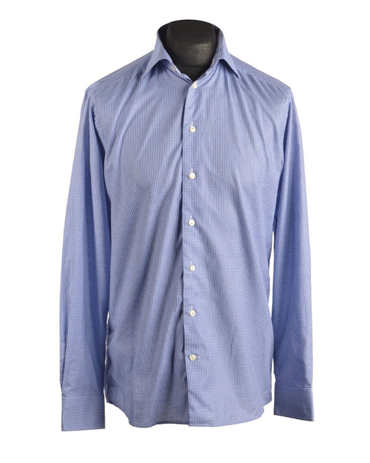 Men's ETON Blue Geometric Print Cotton Contemporary Shirt Size 39 / 15 / M