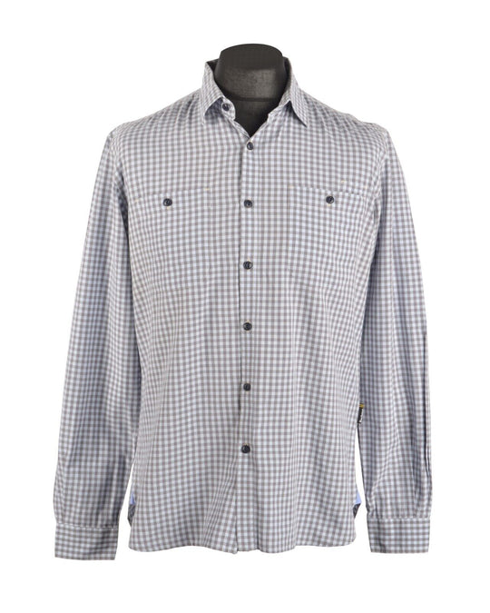 Men's BARBOUR International Gray Check Cotton LS Shirt Size L