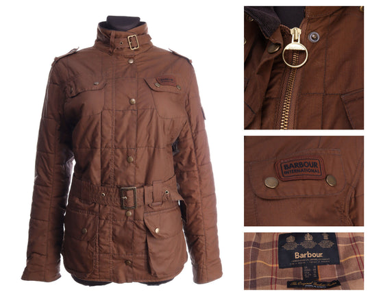 BARBOUR INTERNATIONAL Brown Belted Waxed L2459 Flyweight Jacket Size uk 18 us 14