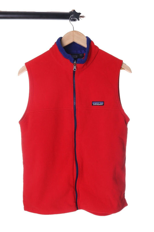 Kid's PATAGONIA Red Fleece Full-Zip Sleeveless Outdoor Vest Size XL 14 years