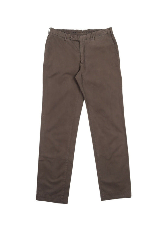 Men's BURBERRY LONDON Brown Cotton Chino Slim Pants Trousers Size 50 / 32