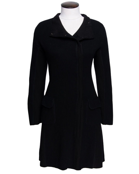 BRUNELLO CUCINELLI Cardigan Black Wool Cashmere Women's Knit Long Jacket Size M