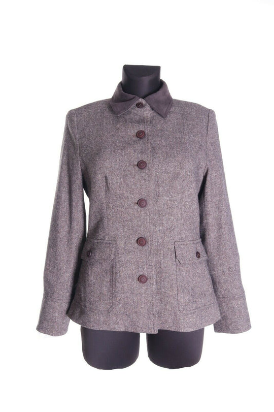 Women's LL BEAN Brown Wool Blend Short Coat Jacket Size 6