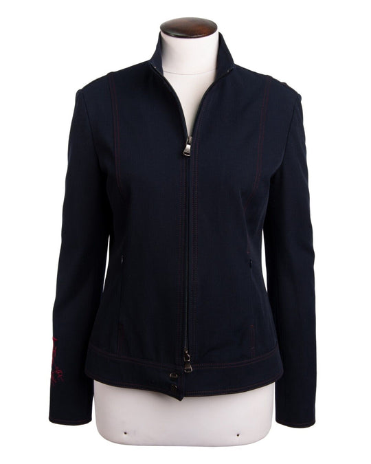 GIANFRANCO FERRE Jacket Full Zip Navy Blue Womens Blazer Size 44